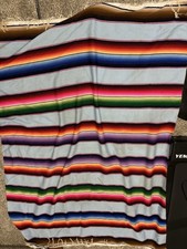 Vintage Mexican Saltillo Serape Woven Blanket Colorful Outdoor Authentic READ
