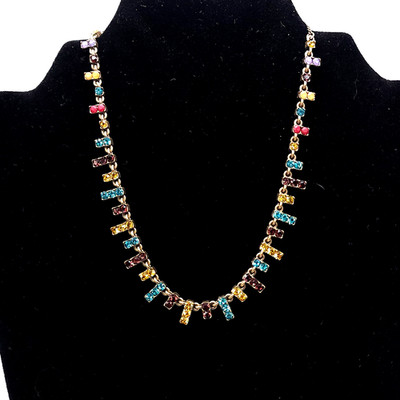 Pilgrim Gold Tone Crystal Fringe Collar Necklace Multicolor NWT Signed Statement