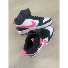 Nike Court Borough Mid 2 Kids Shoes Black White Pink CD7782-005 Size 4Y