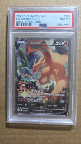 2022 Pokemon SWSH Brilliant Stars Charizard V #154/172 PSA 8