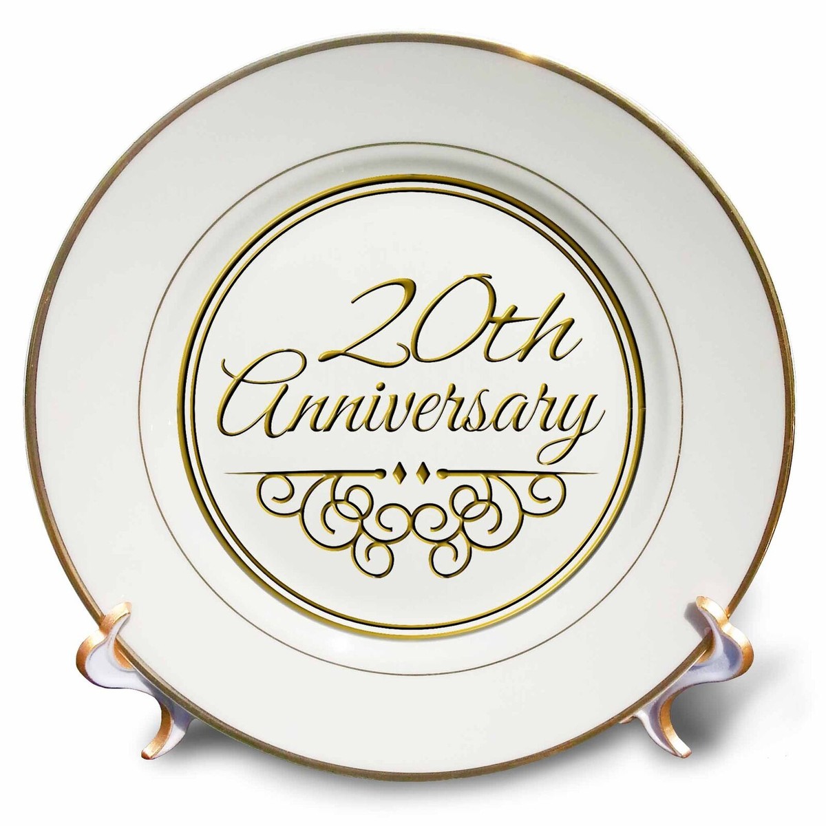 3dRose 20th Anniversary Gift Gold Text Wedding Anniversary