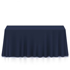 90" x 132" Rectangular Polyester Fabric Tablecloths for Wedding - Navy Blue