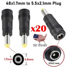 20X DC Laptop Power Connector 5.5mmx2.1mm Female to 4.8mmx1.7mm Male Adapter US