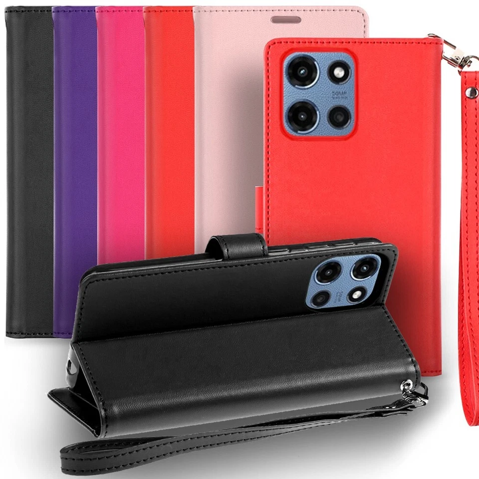 Funda de teléfono magnética a presión para Moto G 5G 2025 con ranuras para tarjetas abatibles cubierta