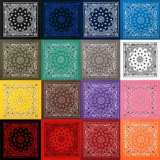 100% Cotton Trainmen Paisley Bandana - 22" X 22" Head & Face Wraps