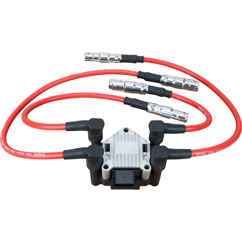 Paquete de bobinas de encendido y juego de cables de enchufe para Volkswagen Jetta Golf Beetle 1998-01 2,0 L Foto 3 de 4