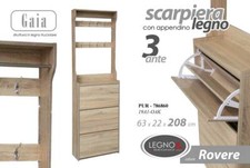 MOBILE SCARPIERA GAIA LEGNO ROVERE 3 ANTE CON APPENDINO 63*22*208 CM PUR-786860