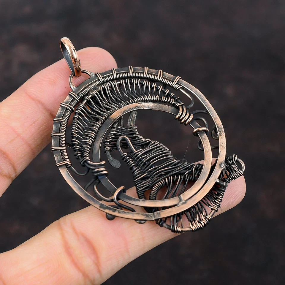 Colgante de cobre para cumpleaños hija de cumpleaños perro envuelto en alambre de piedra solar azul natural Foto 4 de 4