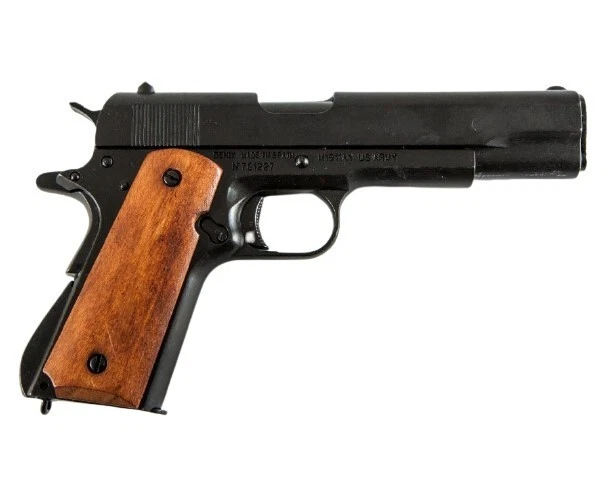 Denix 1911 A1 Non-Firing Replica Full Size Metal Gun Prop Dark Wood Grips, New - Image 4 of 4