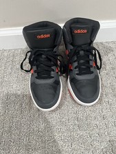 Adidas Hoops Mid Kids Junior Shoe Basketball Sneaker Black Orange Size 5 EU37.5