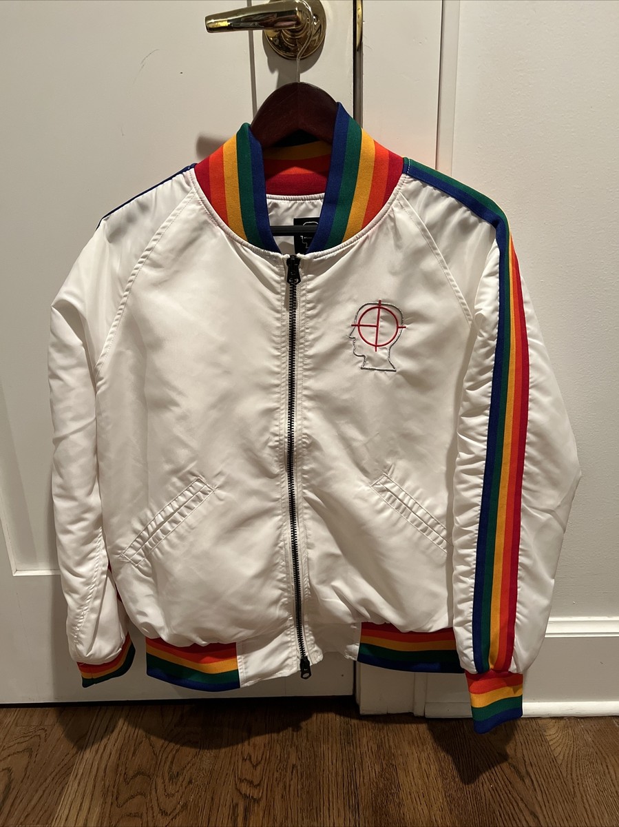 BRAIN DEAD ジャケット BRAIN DEAD RECORDS EMBROIDERED SATIN CLUB JACKET - WHITE