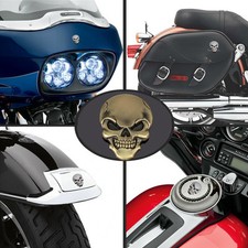 Motorcycle Golden Tank Metal Skull Demon Bone Badge Emblem Metal Decal Sticker 