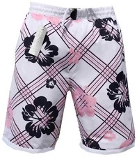 MENS WOMENS BERMUDA SWIM SHORTS SWIMMING TRUNKS PANTS white pink in XL