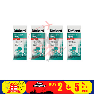 4 X Difflam Forte 15ml Anti-Inflammatory Throat Spray For Fast Pain Relief