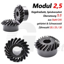 Kegelradsatz aus Stahl C45 Spiral Verzahnt Modul 2,5 &Uuml;bersetzung 1:1 20-30 Z&auml;hne