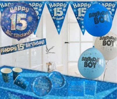 OAKTREE Age 15 / 15th Birthday blue themed party decorations & party table decorations