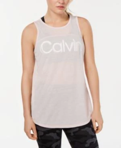 Calvin Klein Logo Keyhole-Back Tank Top Bloom L - Picture 1 of 1