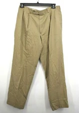 Corbin Mens Tan Pleated Straight Leg Slash Pocket Career Business Pants 32x30