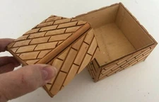 Unused Vtg Set of 2 Crowning Touch SQ BAMBOO TRINKET BOXES With Lids Old