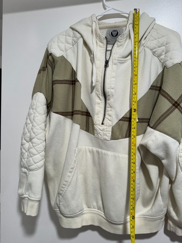 Urban Outfitters UO White Oversized Hoodie Half Zip Sweatshirt Check US Size S - Picture 11 of 12