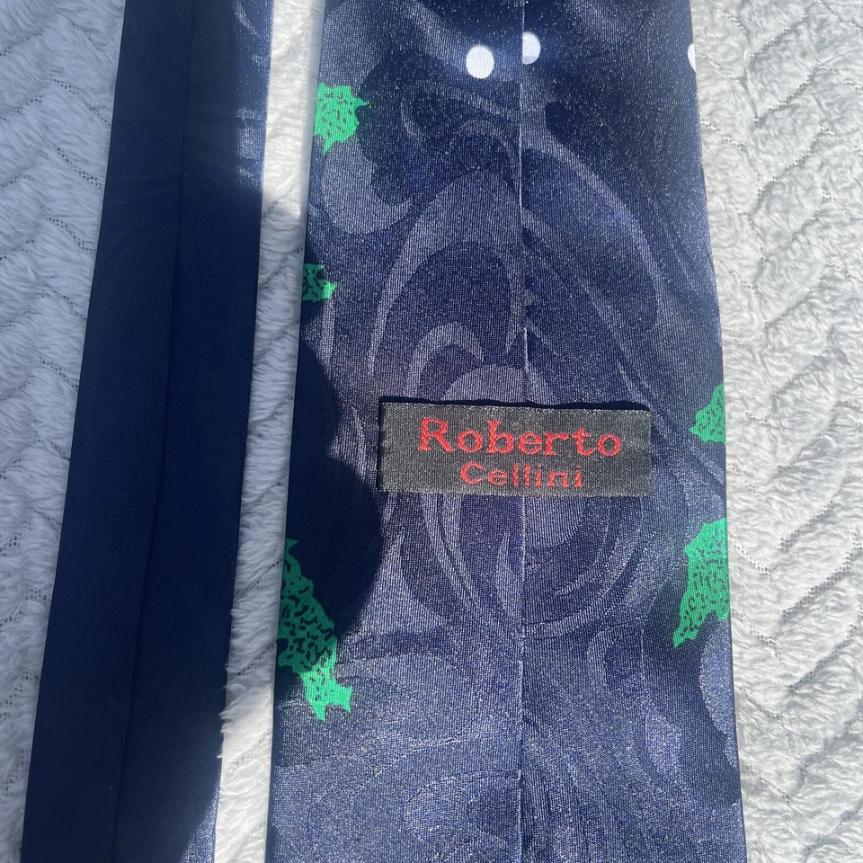 Corbata de golf Roberto Cellini hecha a mano para hombre 4" de ancho X 57” dibujos animados Foto 4 de 4