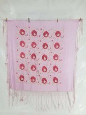 Vintage Chinese Embroidered Silk Floral Piano Shawl 130x126cm