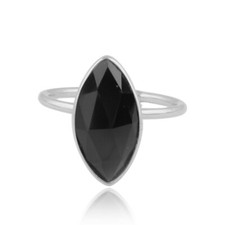 Marquise Black Onyx Gemstone Ring 925 Sterling Silver Stackable Ring Jewelry