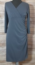Lark & Ro Women's Dark Gray Surplice Bodice Ruched Side Shift Dress, Size 6.