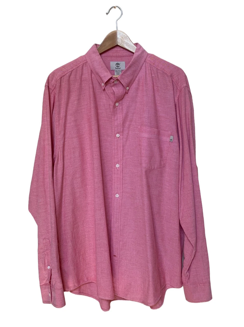 Camicia da uomo Timberland XXL cotone rosa Oxford abbottonata