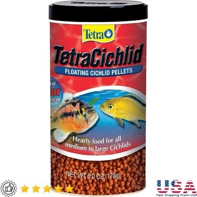 Cichlid Floating Pellets Protein Rich Fish Food Immune Support Clear Water New