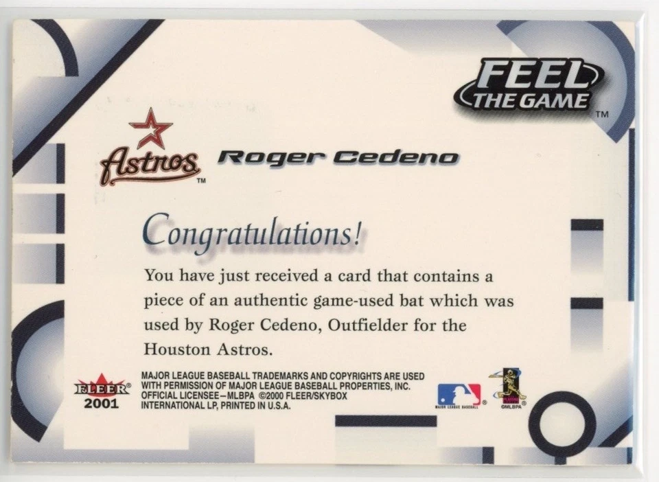 Bate Fleer Focus 2001 #NNO Roger Cedeno Feel The Game usado en el juego Astros de Houston Foto 2 de 2