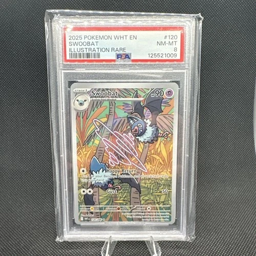 2025 POKEMON WHT EN-WHITE FLARE ILLUSTRATION RARE #120 SWOOBAT PSA 8
