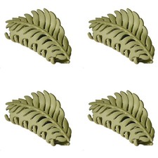 4 PCS 3.5 Inch Green Leaf Shaped Hair Claw Clips Non Slip Catch Barrettes