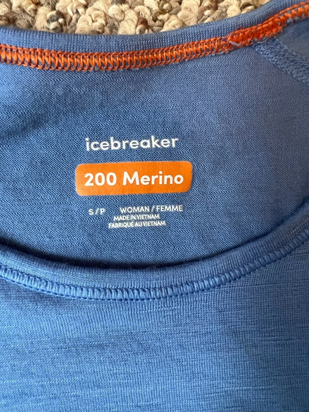 Icebreaker 200 merino 100% wool hiking long sleeve base layer W Sm sky blue