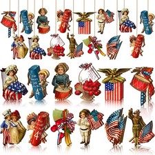 24 Pcs USA 250th Anniversary 4th of July Ornaments Vintage Tree Ornaments