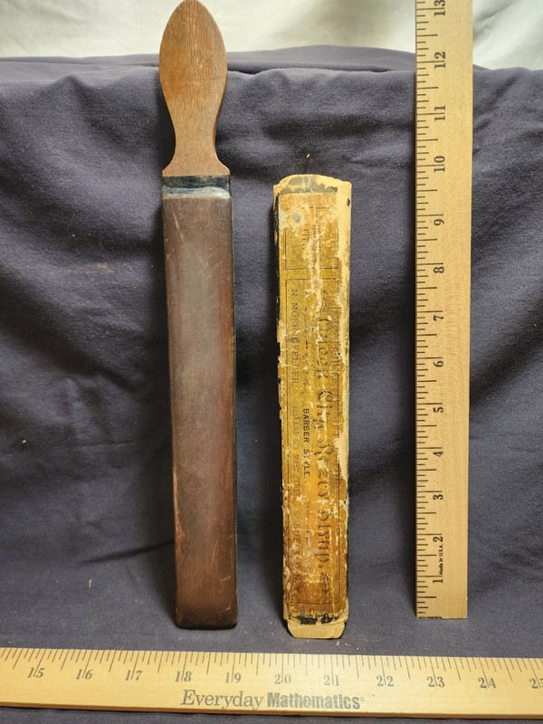 Antique Straight Razor Strop Barber Style Queen City Razor Buffalo New York Used