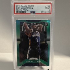 Panini 2019-20 Prizm Zion Williamson Rookie Green Prizm #248 PSA 9 Pelicans