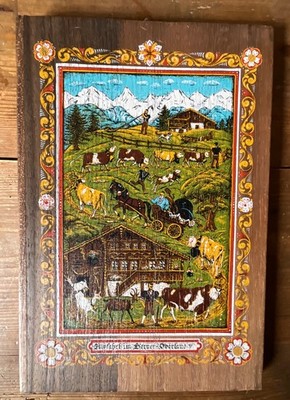 Holztafel Alpfahrt im Berner Oberland Vintage alt