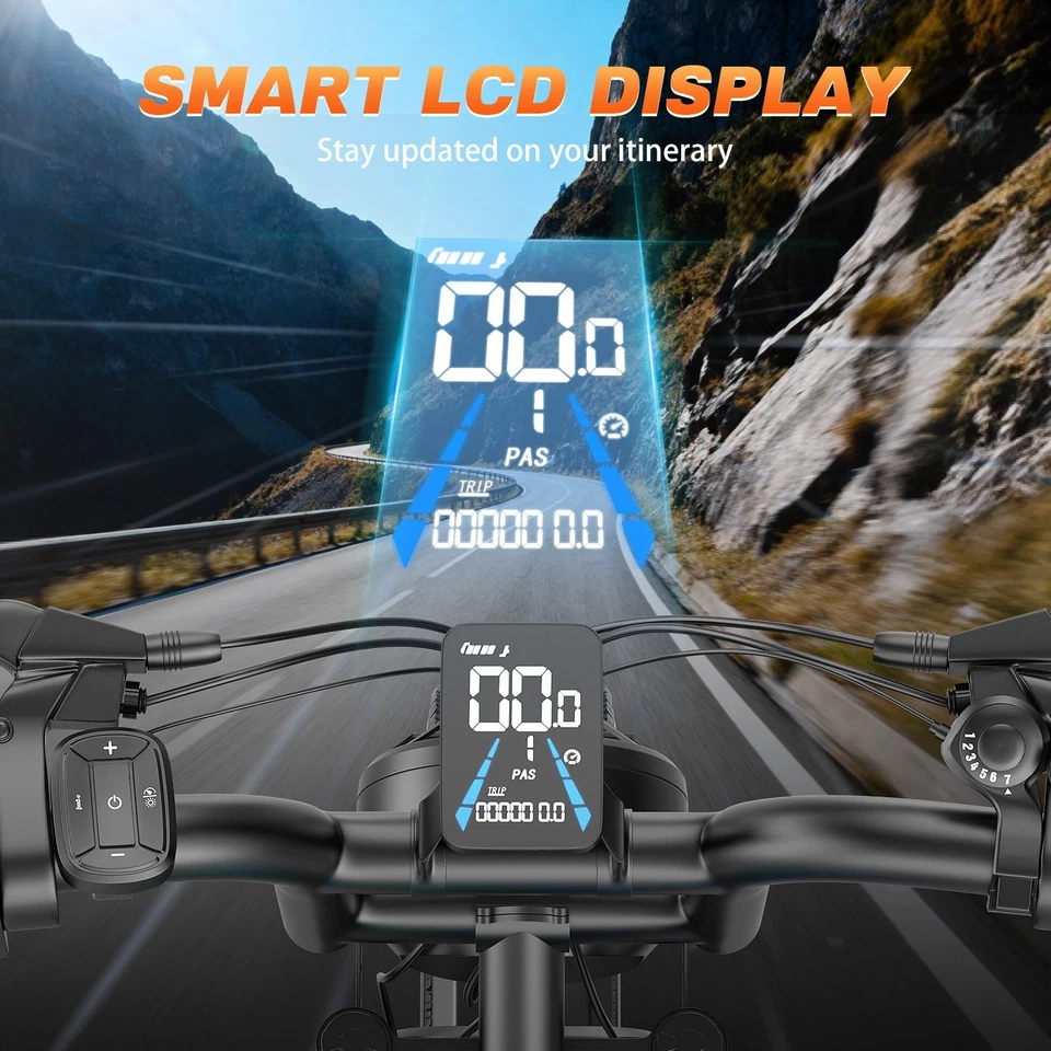 Bicicleta elétrica 1500W para adultos 32MPH 48V 20AH 75 milhas 20" pneu gordo mountain bike - Imagem 4 de 4