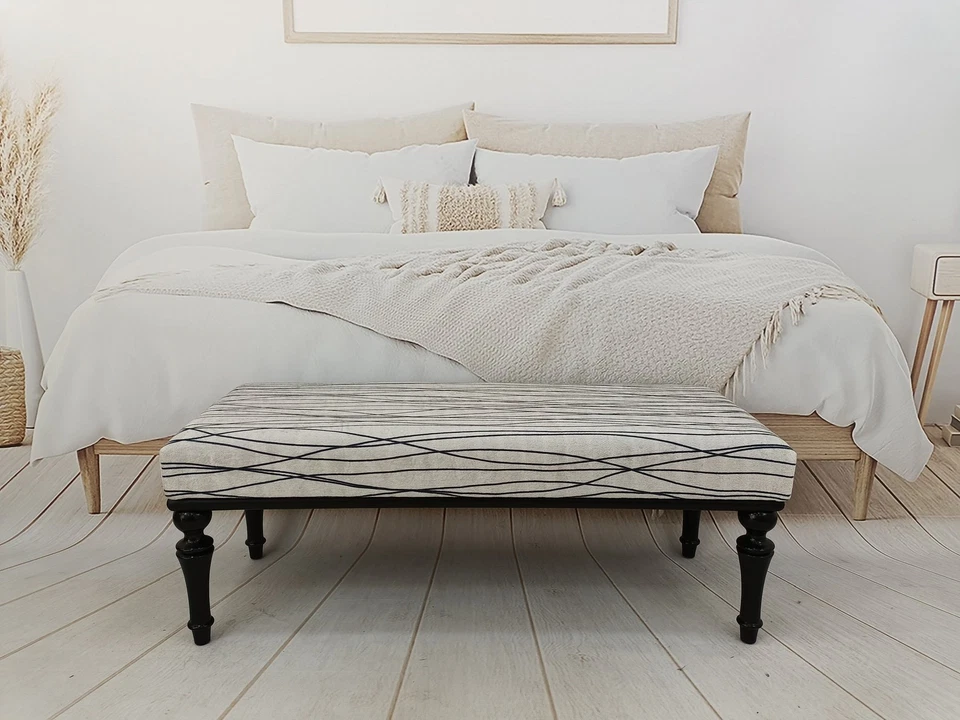 Footstool Bench Wood Work Bench Piano Bench Striped Bench Sitting Bench - Image 3 of 4