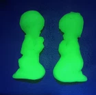 Set of 2 Fenton Satin Custard Uranium Art Glass Praying Boy and Girl 4" tall