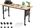 48" Adjustable Workbench, with Power Outlets Lockable Wheels Workshop 2000 Lbs