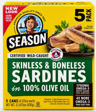 Season Skinless and Boneless Sardines In 100% Olive Oil - 5 Pack