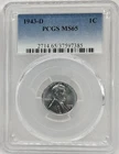 1943-D Lincoln Steel Wheat Cent ~ PCGS MS65 ~ Historical Emergency Coinage