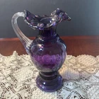 Undecorated Fenton Style Purple Pitcher Not Signed 6.5”