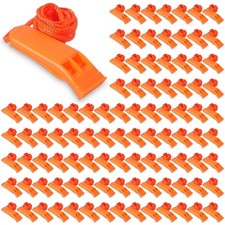 100 Pcs Loud Emergency Whistles with Lanyard for Safety, Camping, Hiking, Boatin
