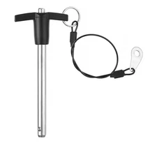 5/16 Dia T Handle Quick Release Pin, 1.57 Usable, 304 SS, Lanyard, Gym