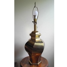 Vintage Leviton Brass Table Lamp 6 Sided Base Hollywood Regency 29 Inch USA Made