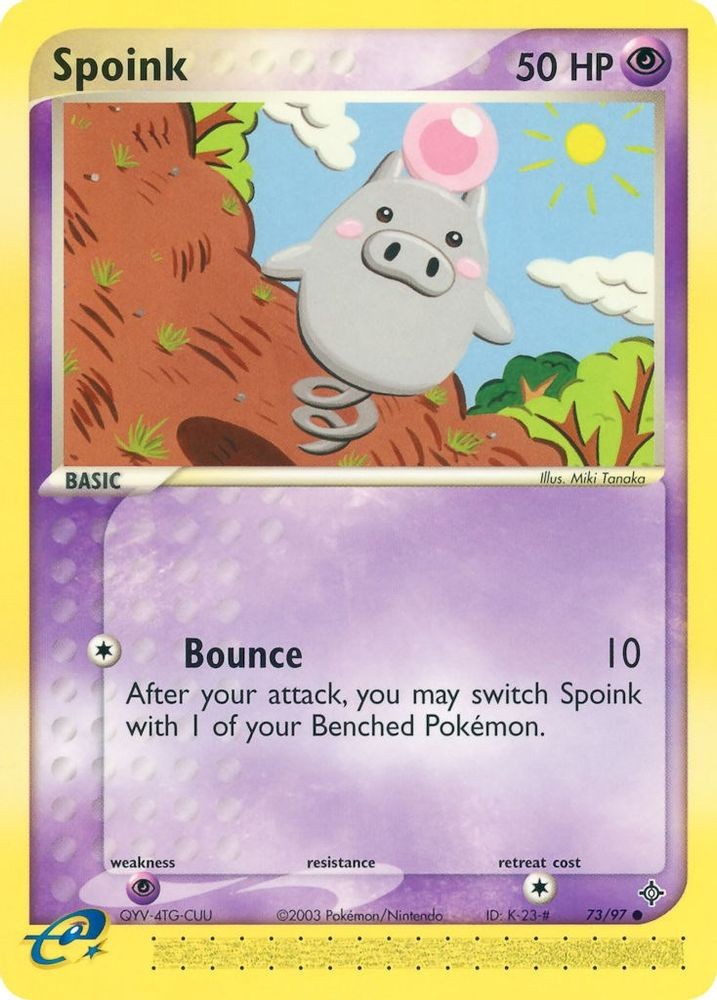 2003 Pokemon: EX Dragon - Spoink - 73/97 (#73/97, Common, Lightly Played)