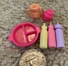 VTG Kelly doll baby accessories divided plate bottles sippy cup 6 pc EUC!